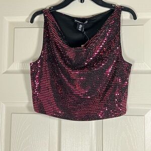 Sincerely Jules Red Sequin Crop Tank Top
